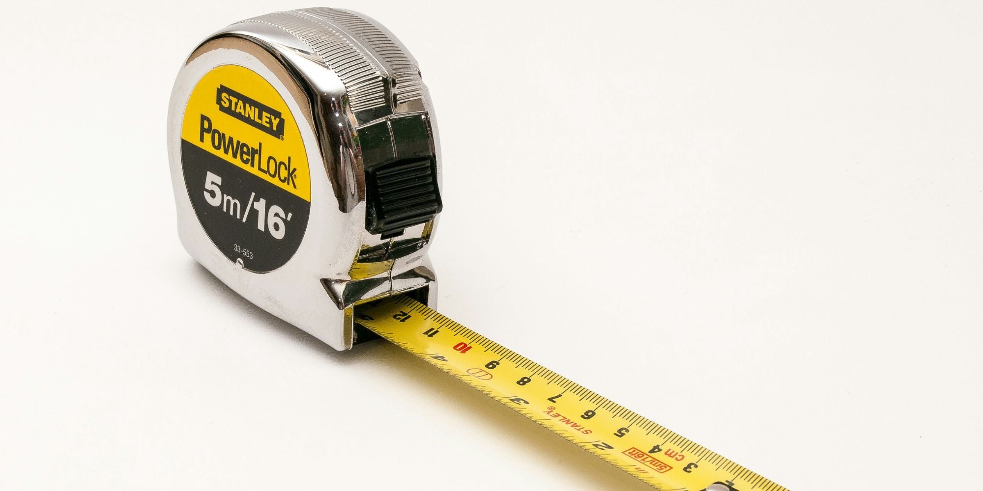 Stanley tape measure on a white background